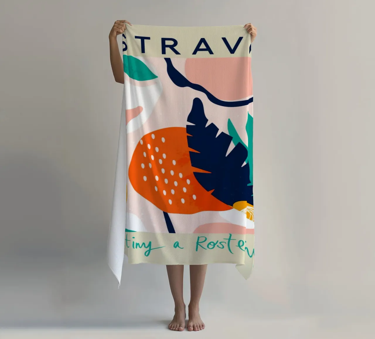 Ostrava Flowers and Plants Abstract Tropical beach towel by homdeco