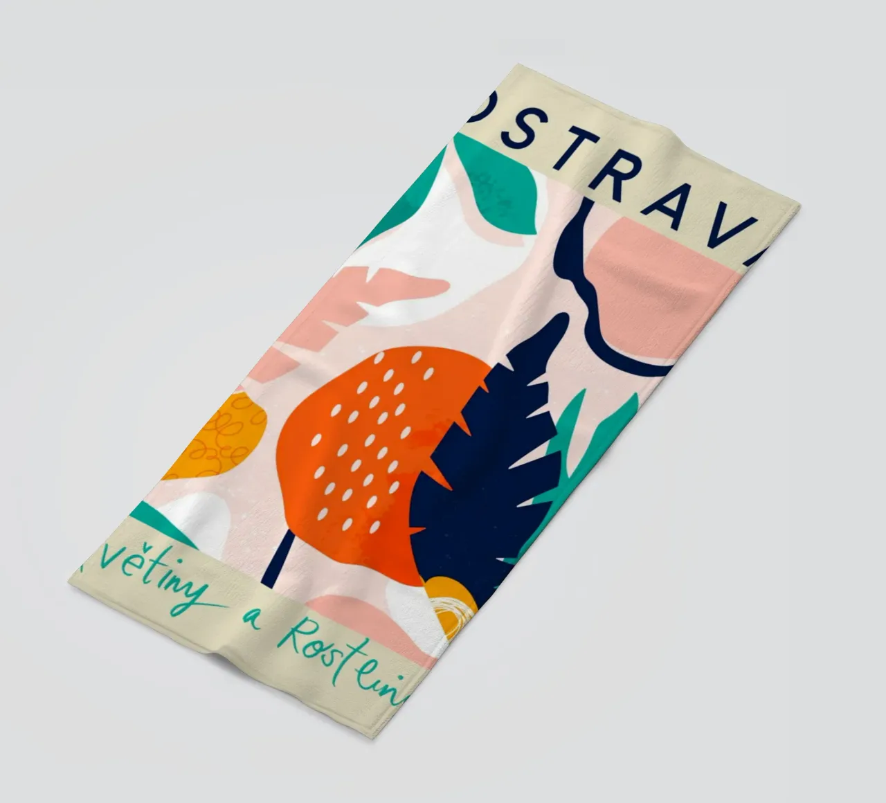 Ostrava Flowers and Plants Abstract Tropical beach towel by homdeco