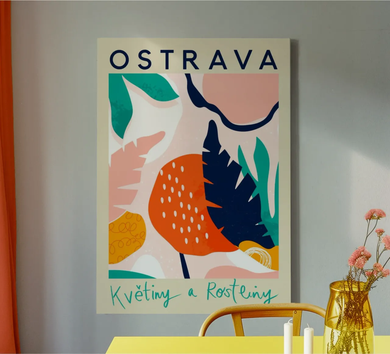 Ostrava Fiori e Piante Astratto Tropicale tela con Cornice a cassetta da homdeco