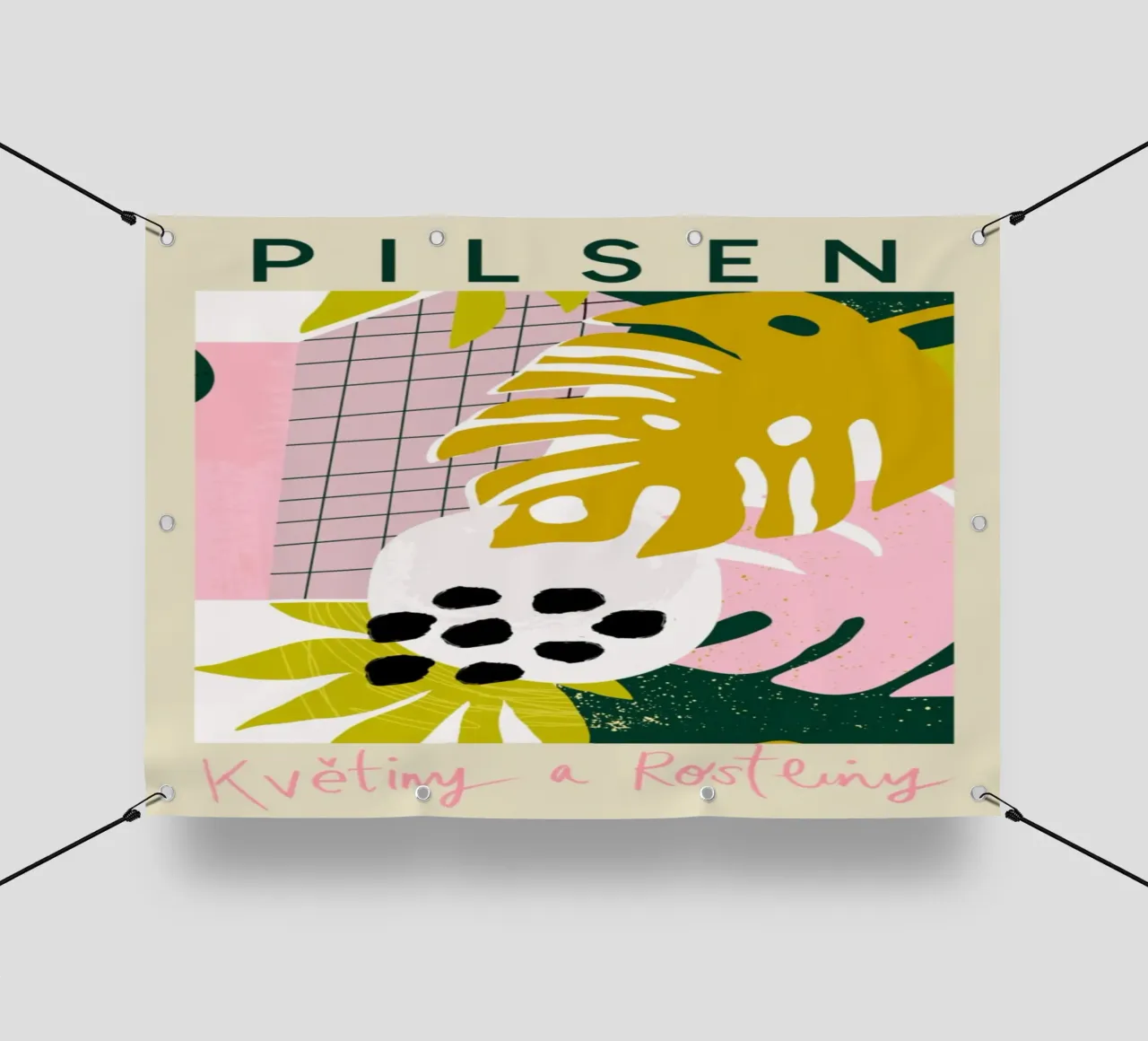 Pilsen Tropical Flowers and Plants Abstract pvc cover by homdeco
