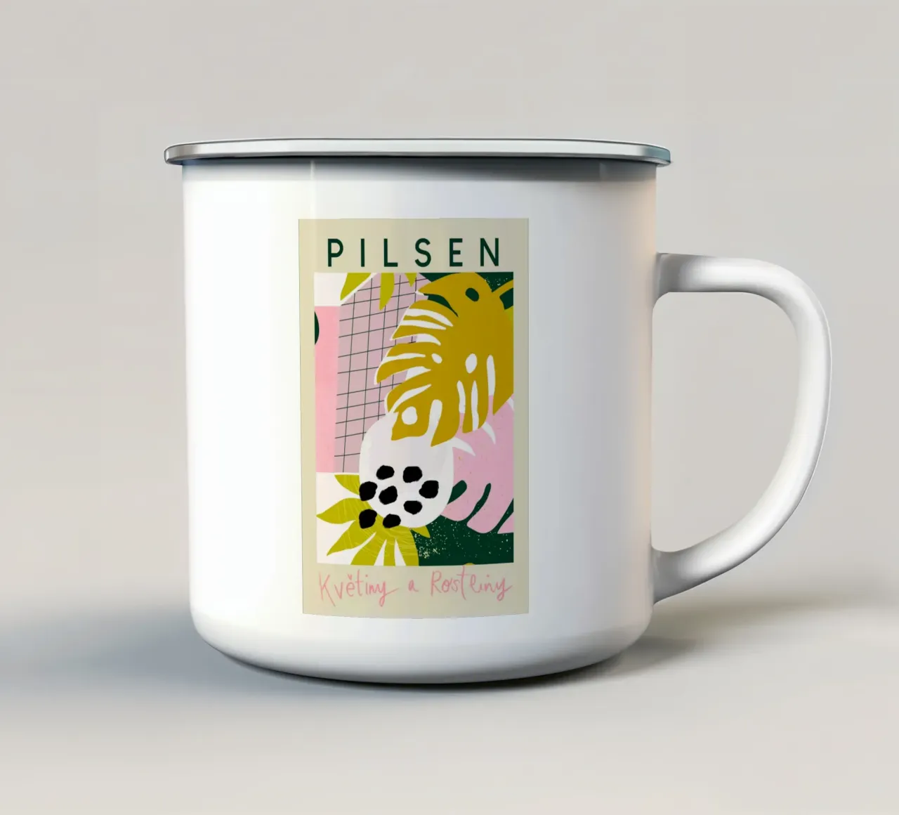 Pilsen Fiori e piante tropicali Astratto tazza in smalto da homdeco