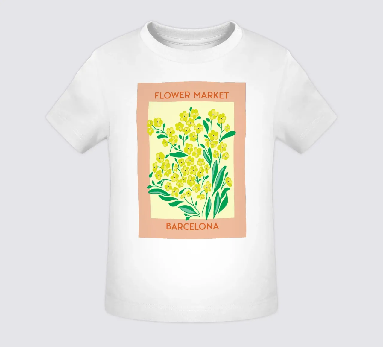 Barcelona Flower Market Yellow Bloom Print baby t-shirt by homdeco