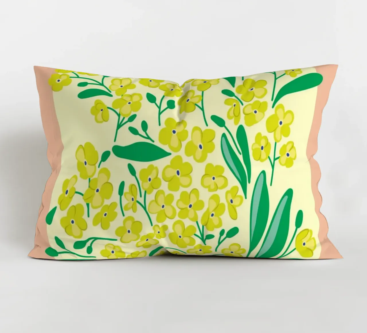 Barcelona Flower Market Yellow Bloom Print decorative cushion by homdeco