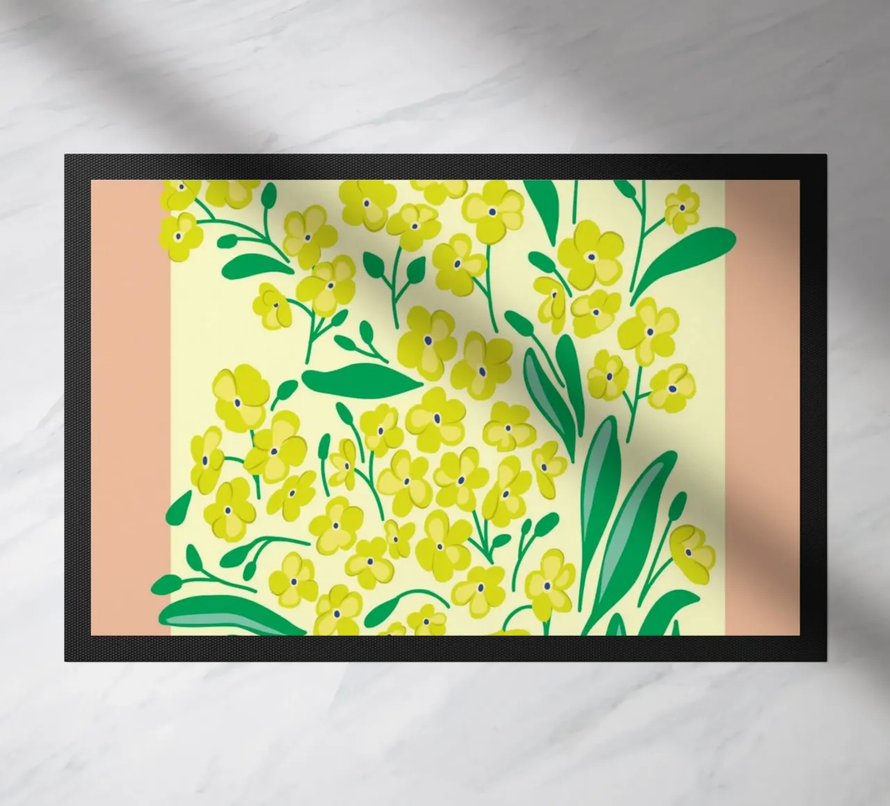 Barcelona Flower Market Yellow Bloom Print doormat by homdeco