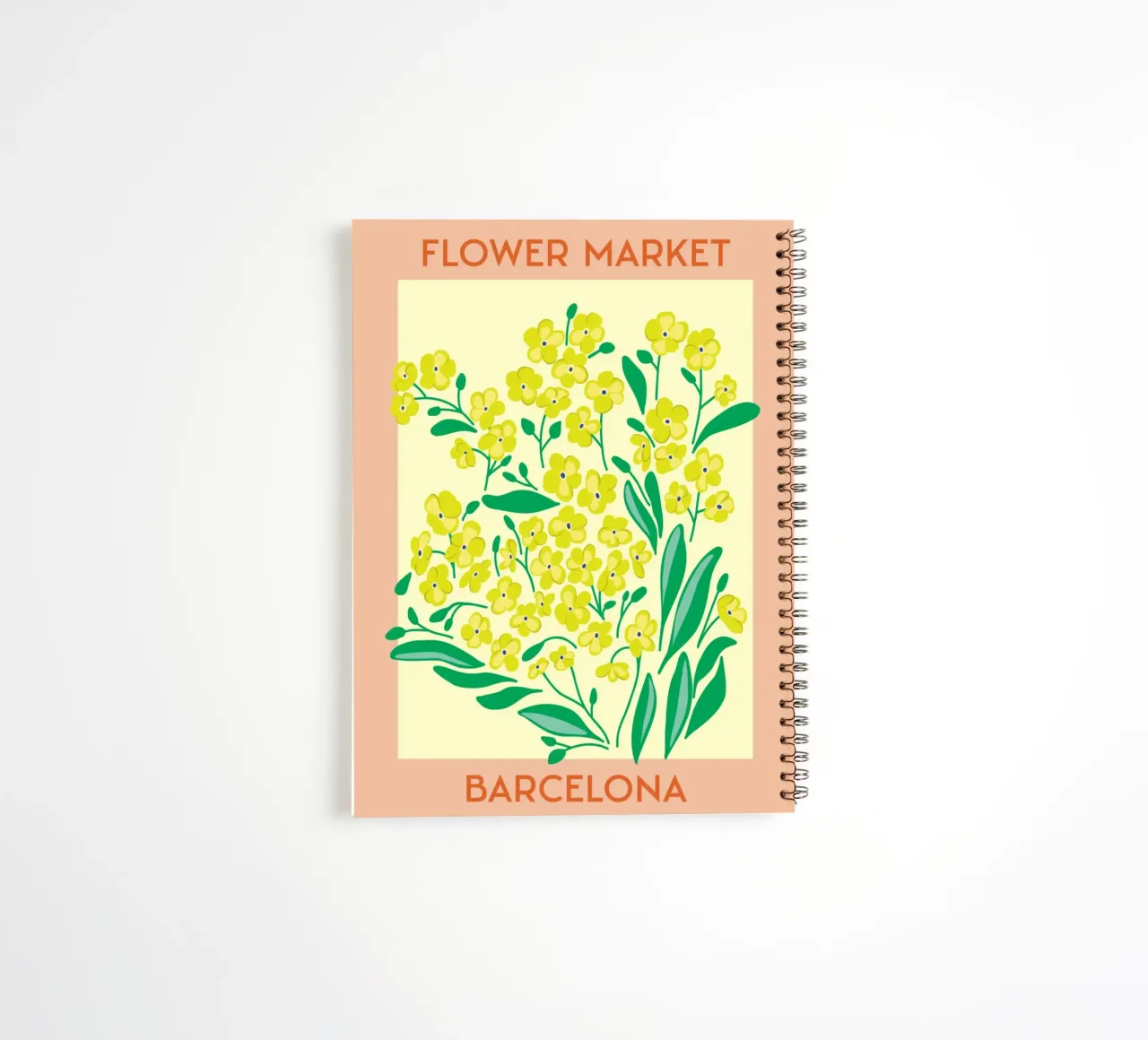 Barcelona Flower Market Yellow Bloom Print spiral notebook by homdeco