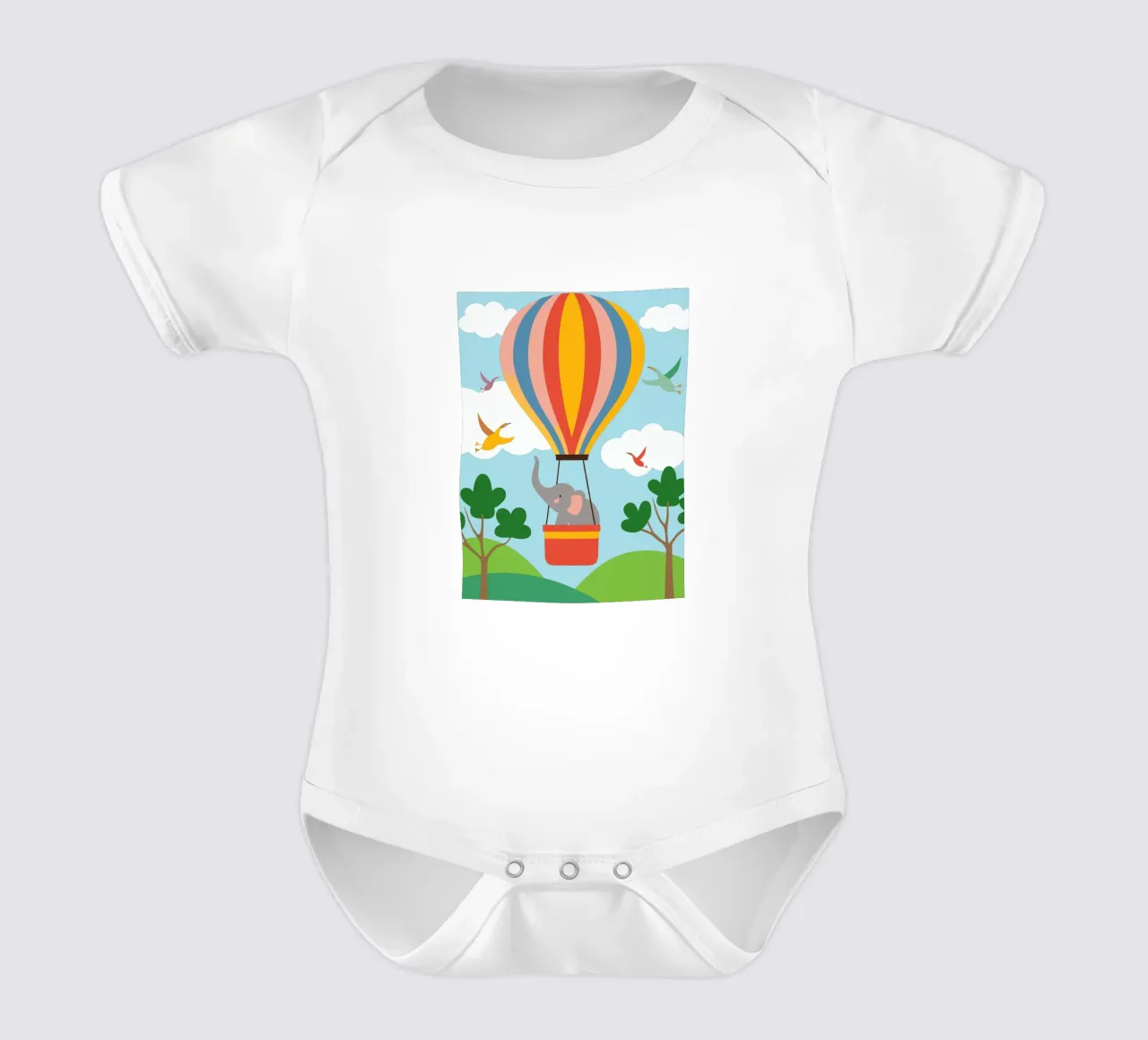 Elefante in mongolfiera body neonato maniche corte da CUTE ANIMALS