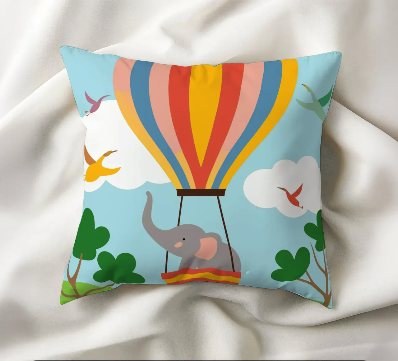 Elefante in mongolfiera cuscino da CUTE ANIMALS