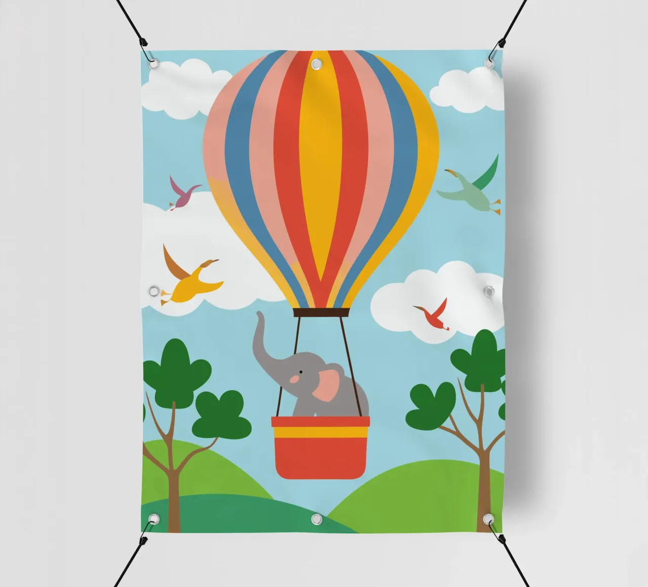 Elefante in mongolfiera telo in pvc da CUTE ANIMALS
