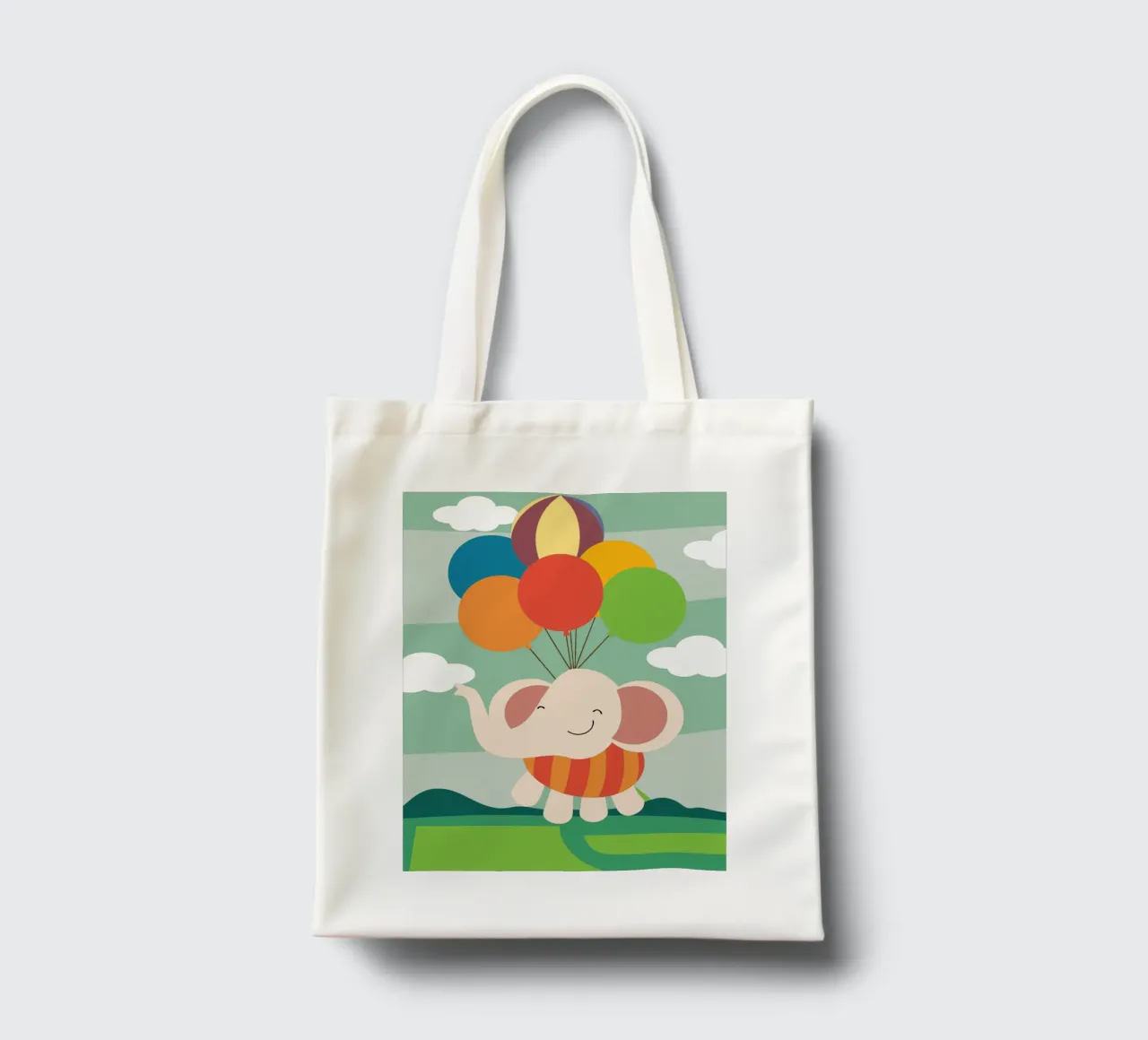 L'elefante vola con i palloncini borsa in juta da CUTE ANIMALS