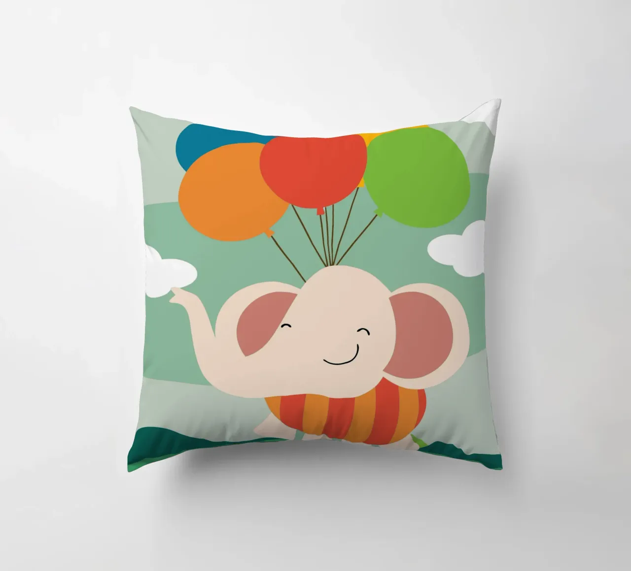 L'elefante vola con i palloncini cuscino da CUTE ANIMALS