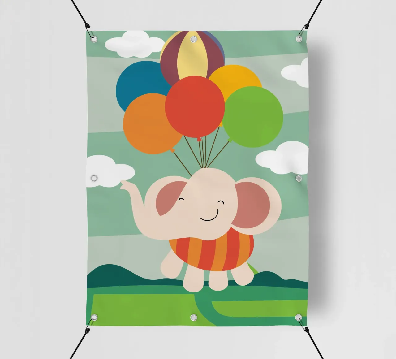 L'elefante vola con i palloncini telo in pvc da CUTE ANIMALS
