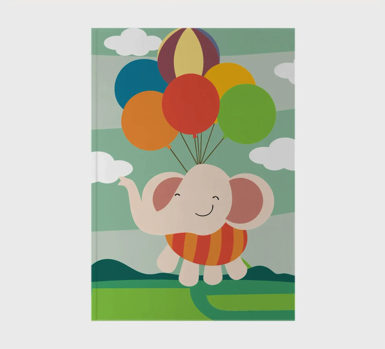The Elephant Flies With Balloons notebook by CUTE ANIMALS