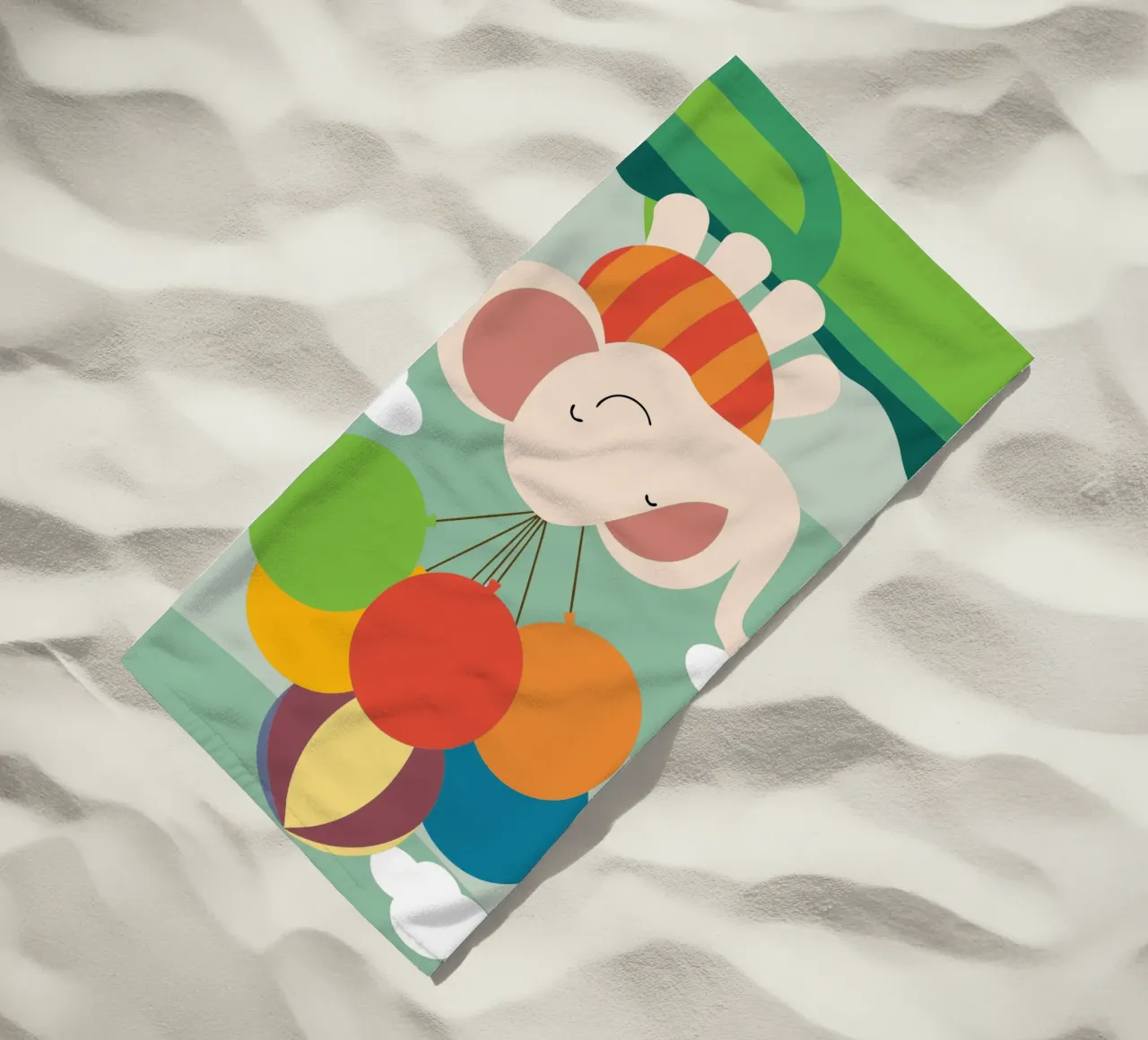 L'elefante vola con i palloncini telo mare da CUTE ANIMALS