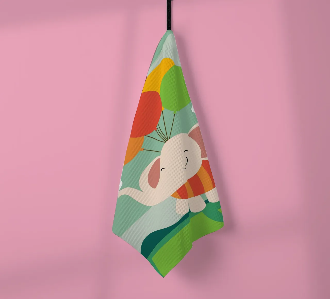 L'elefante vola con i palloncini canovaccio da cucina da CUTE ANIMALS