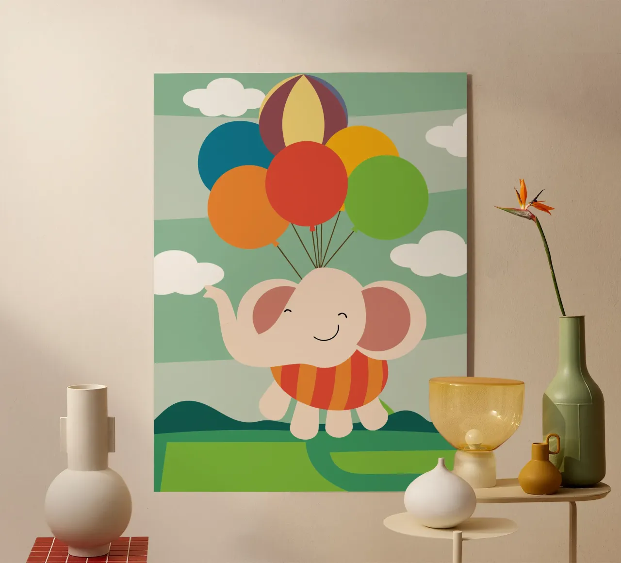 L'elefante vola con i palloncini plexiglass da CUTE ANIMALS