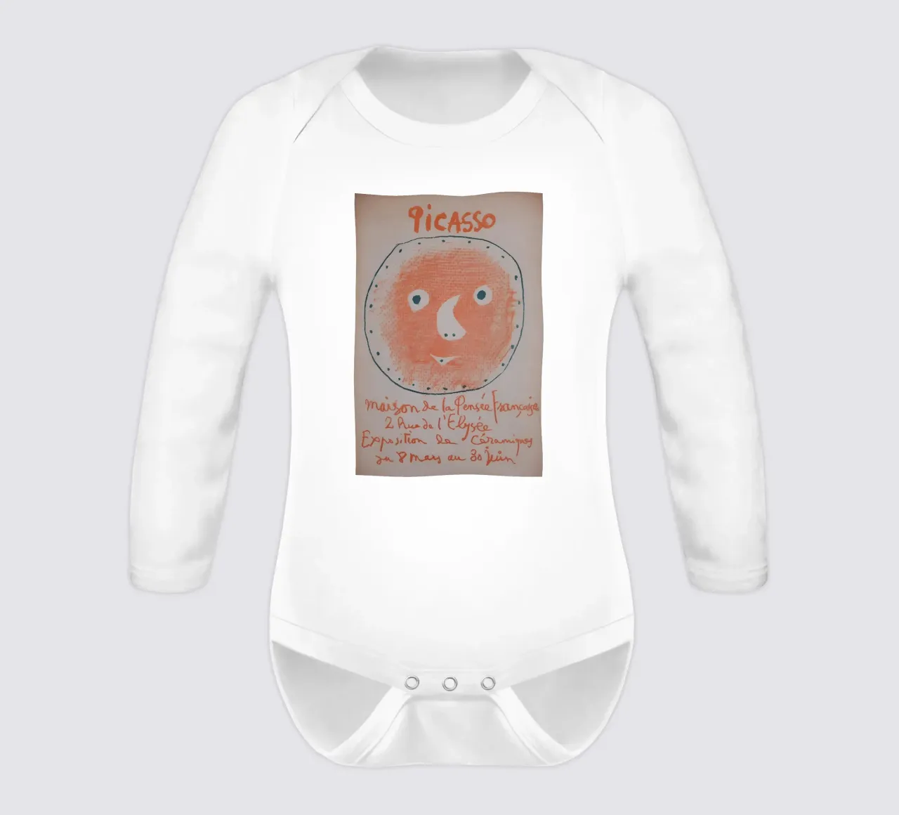 Picasso French Thought House Ceramics Exhibition 1952 Poster long-sleeve baby romper by homdeco