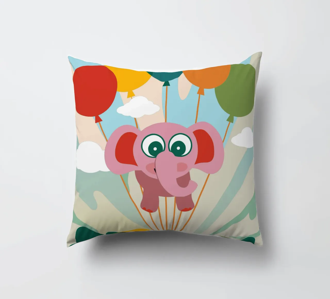 L'elefante vola con i palloncini cuscino da CUTE ANIMALS