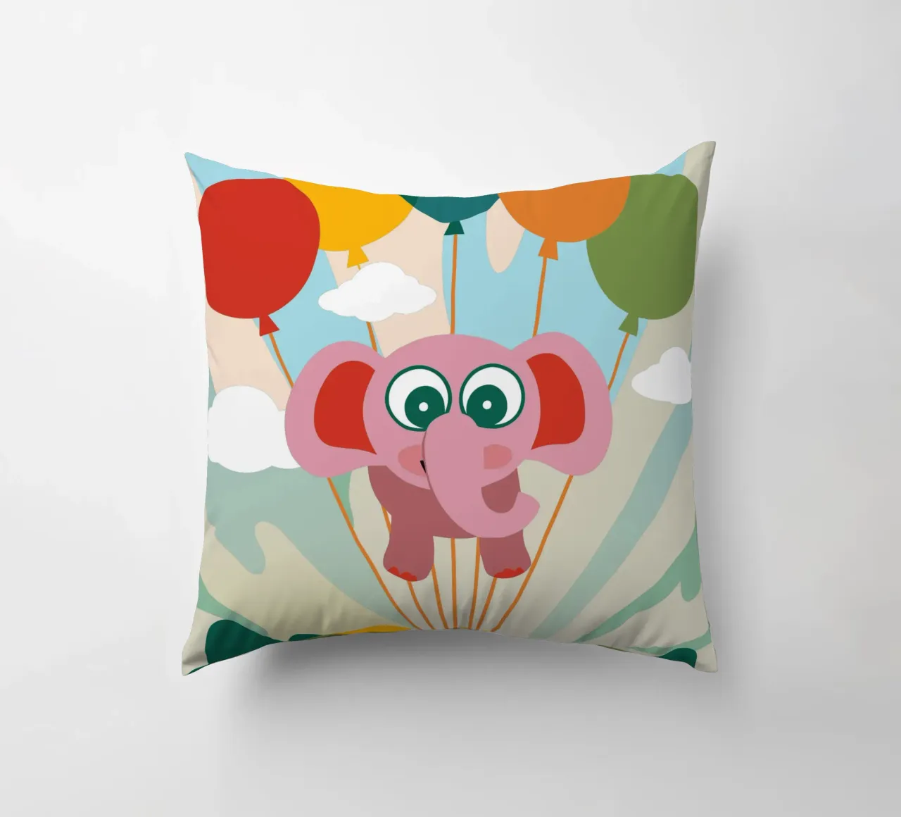 L'elefante vola con i palloncini cuscino da CUTE ANIMALS