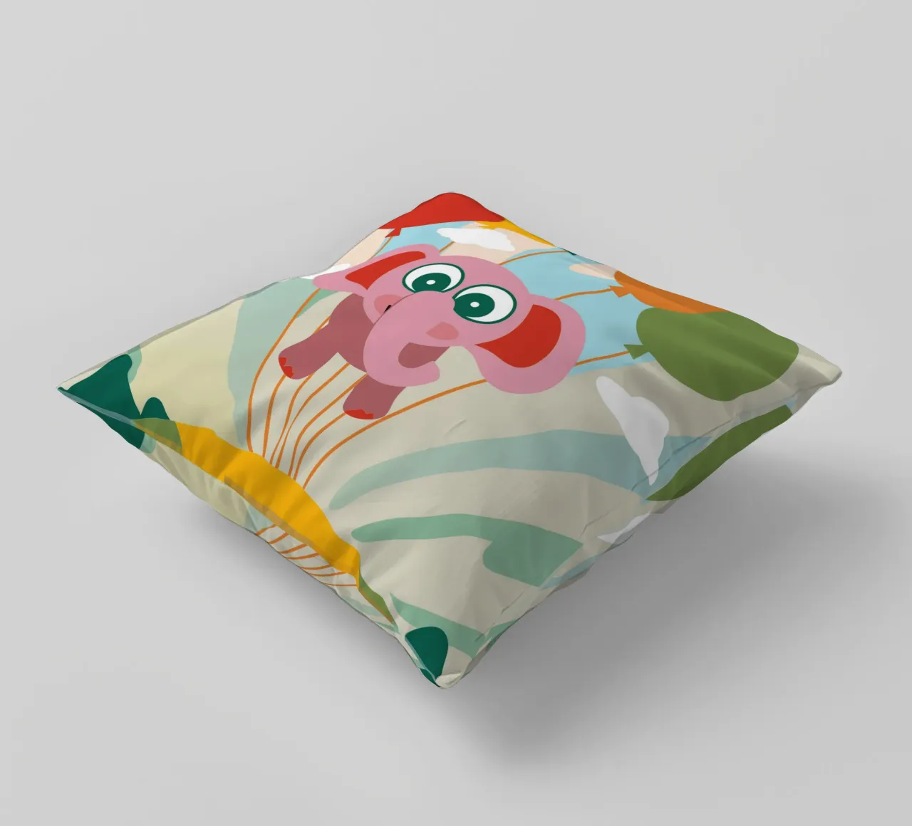 L'elefante vola con i palloncini cuscino da CUTE ANIMALS