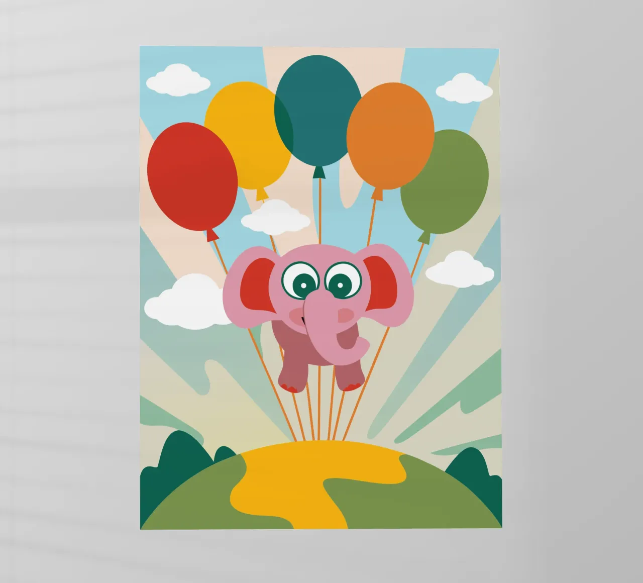 L'elefante vola con i palloncini pellicola backlit da CUTE ANIMALS