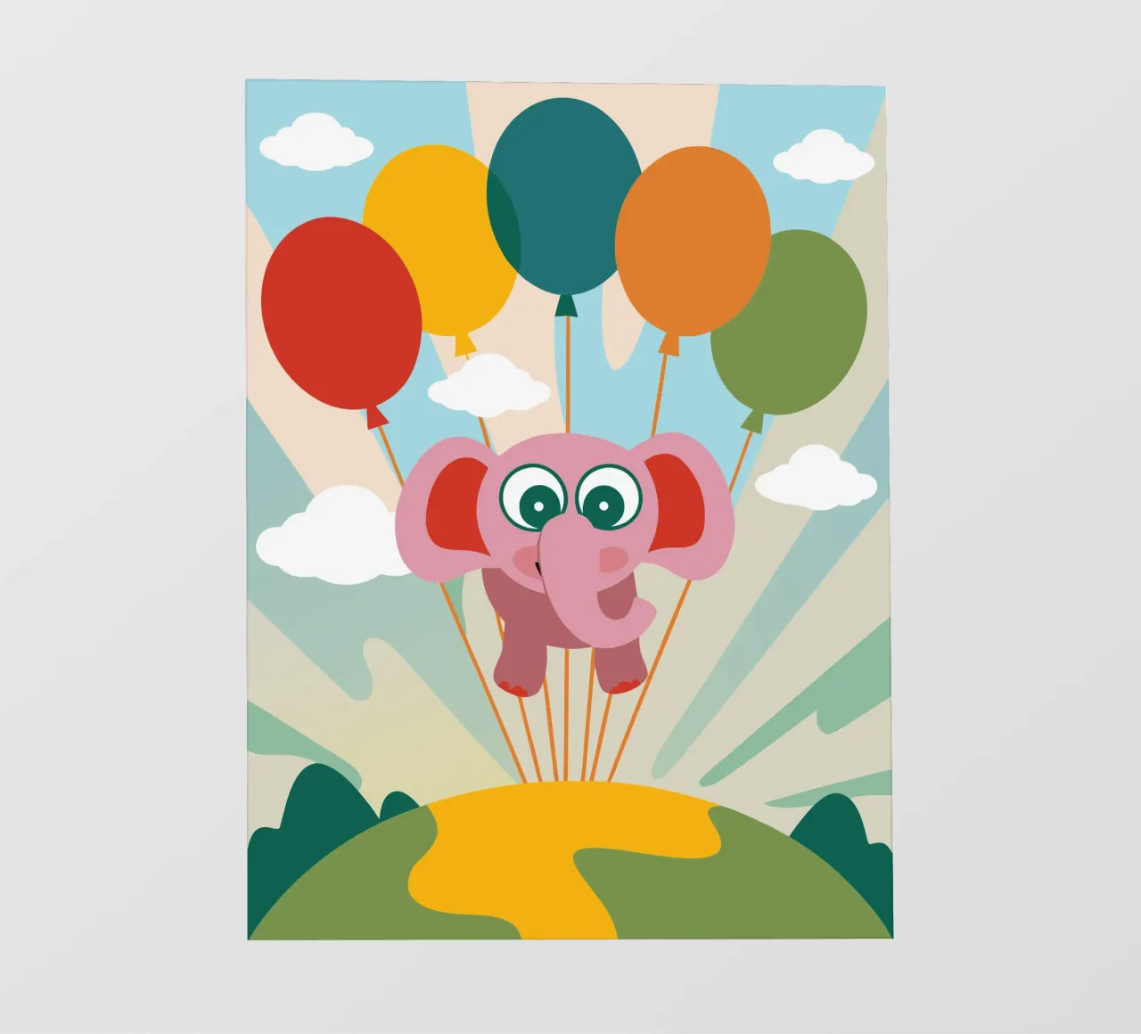 L'elefante vola con i palloncini pellicola backlit da CUTE ANIMALS