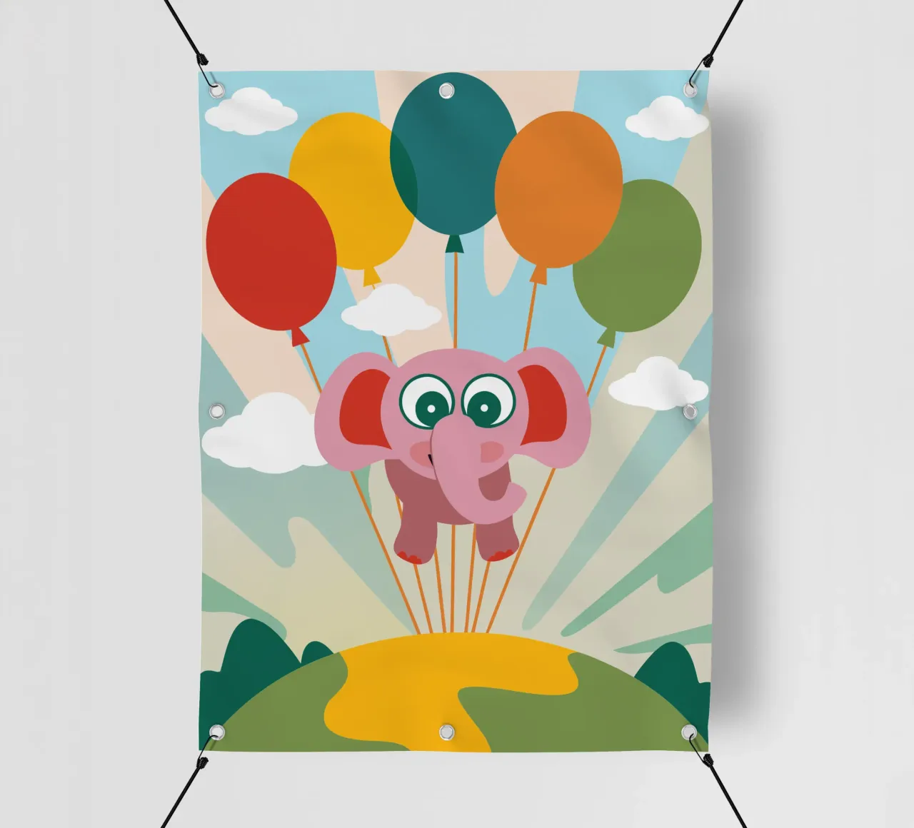 L'elefante vola con i palloncini telo in pvc da CUTE ANIMALS