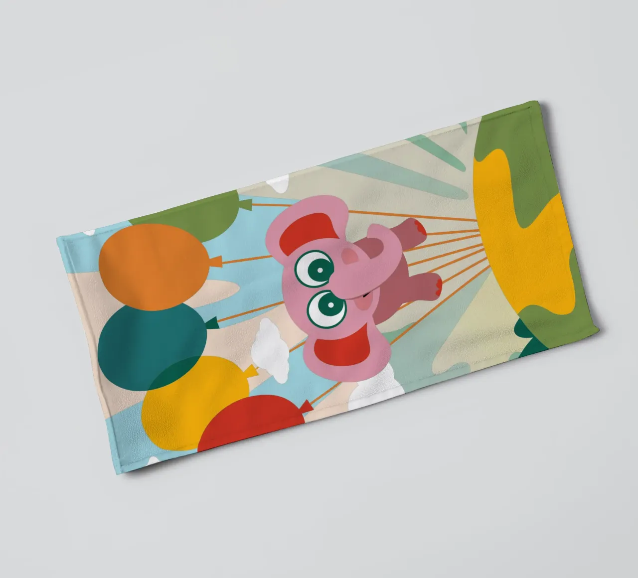L'elefante vola con i palloncini asciugamano da bagno da CUTE ANIMALS