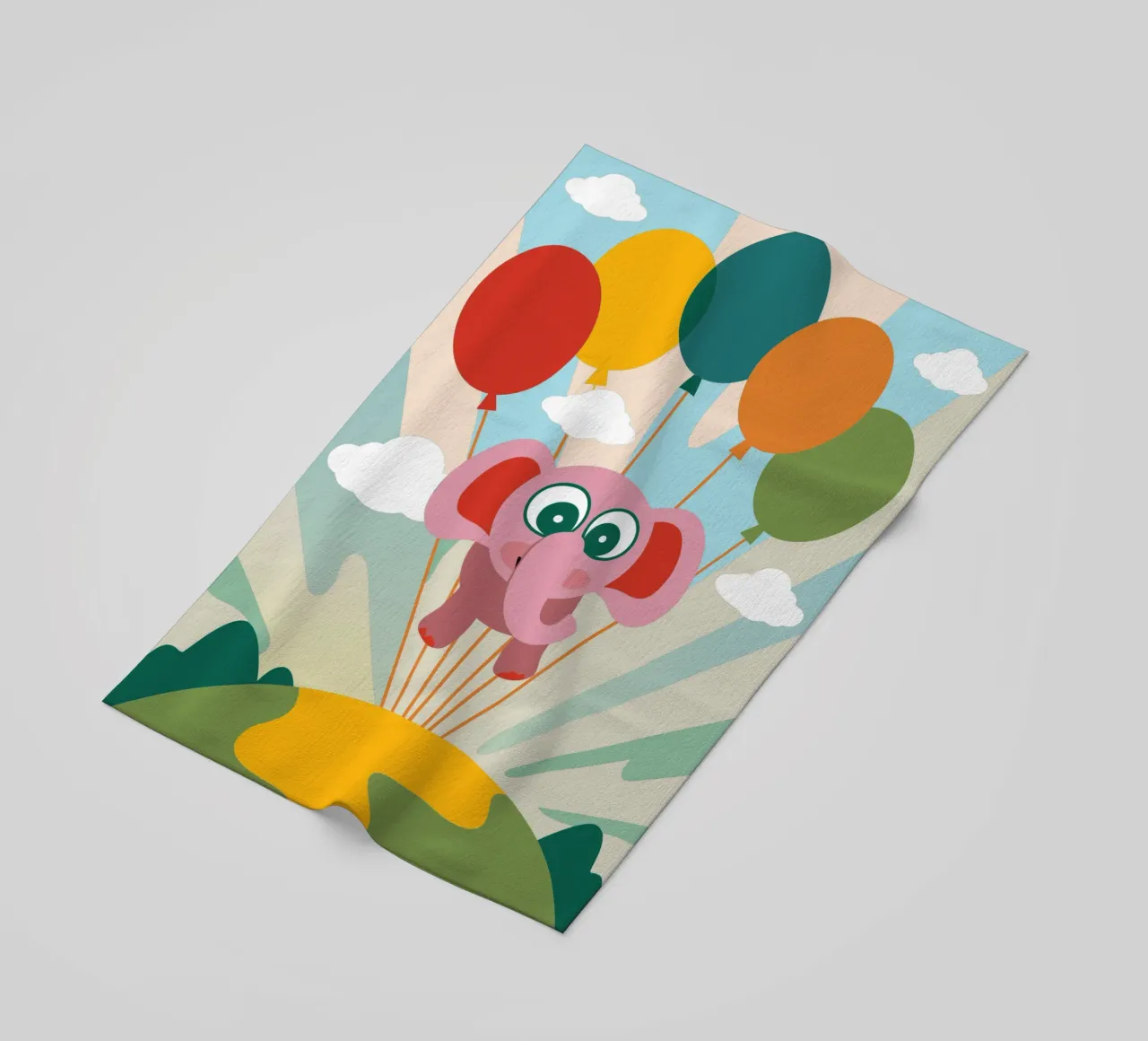 L'elefante vola con i palloncini telo mare da CUTE ANIMALS
