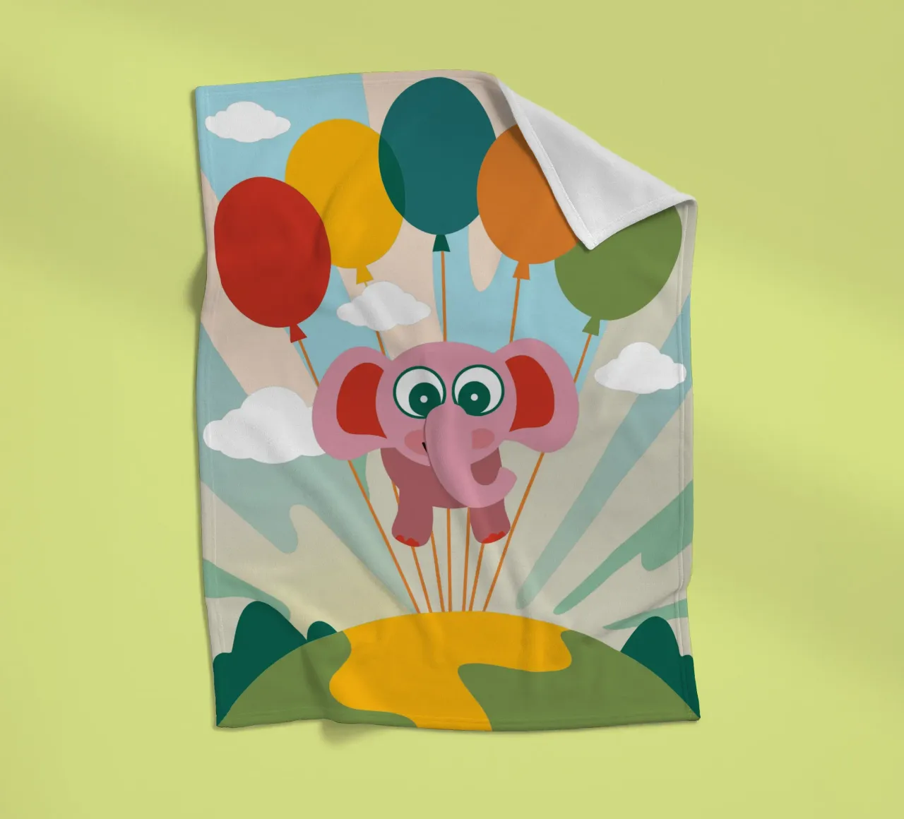 L'elefante vola con i palloncini coperta in pile da CUTE ANIMALS