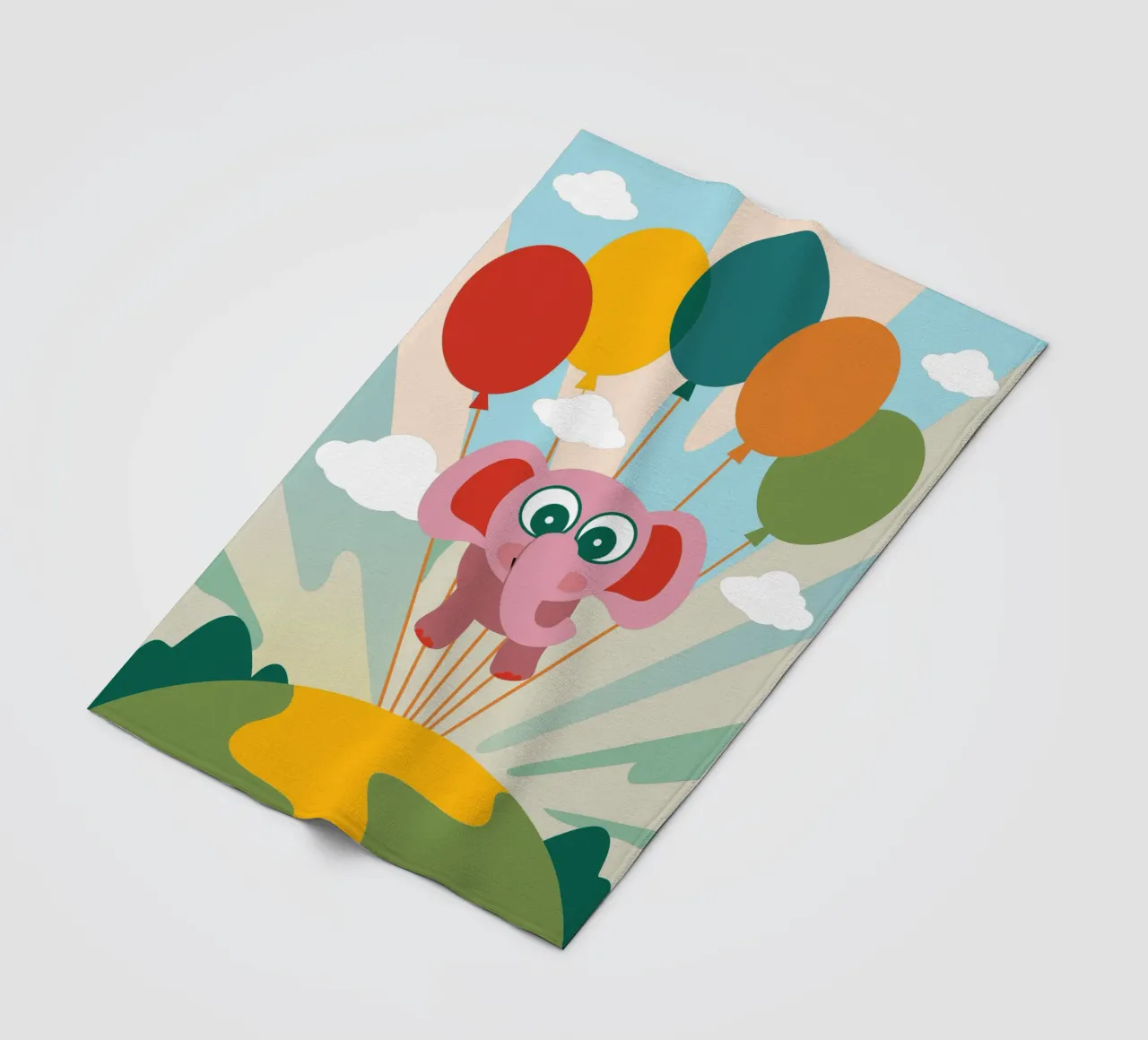 L'elefante vola con i palloncini coperta in pile da CUTE ANIMALS