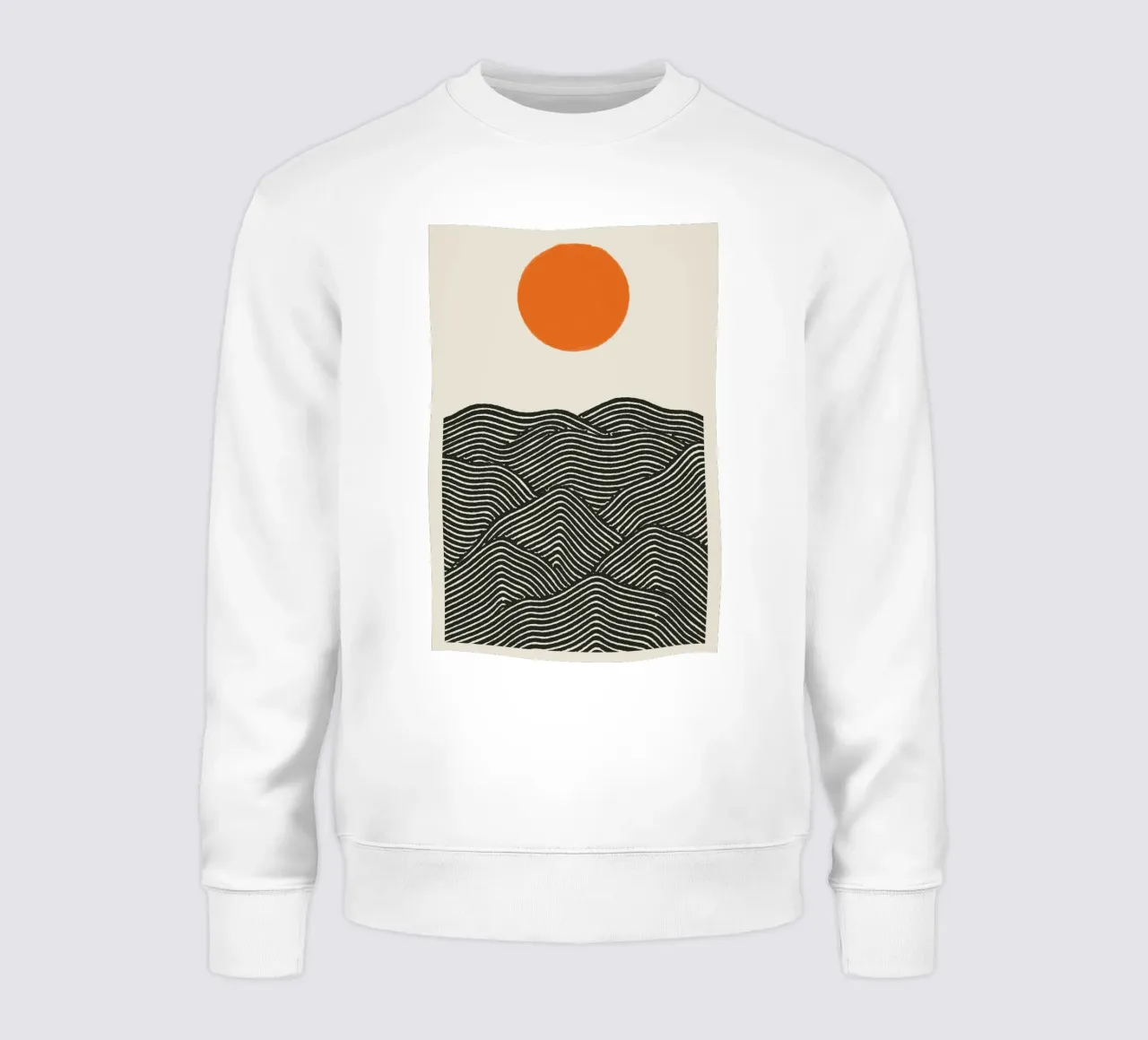 Line Art Mountains with Sun – Modernes Wandbild sweatshirt by KUNSTstück