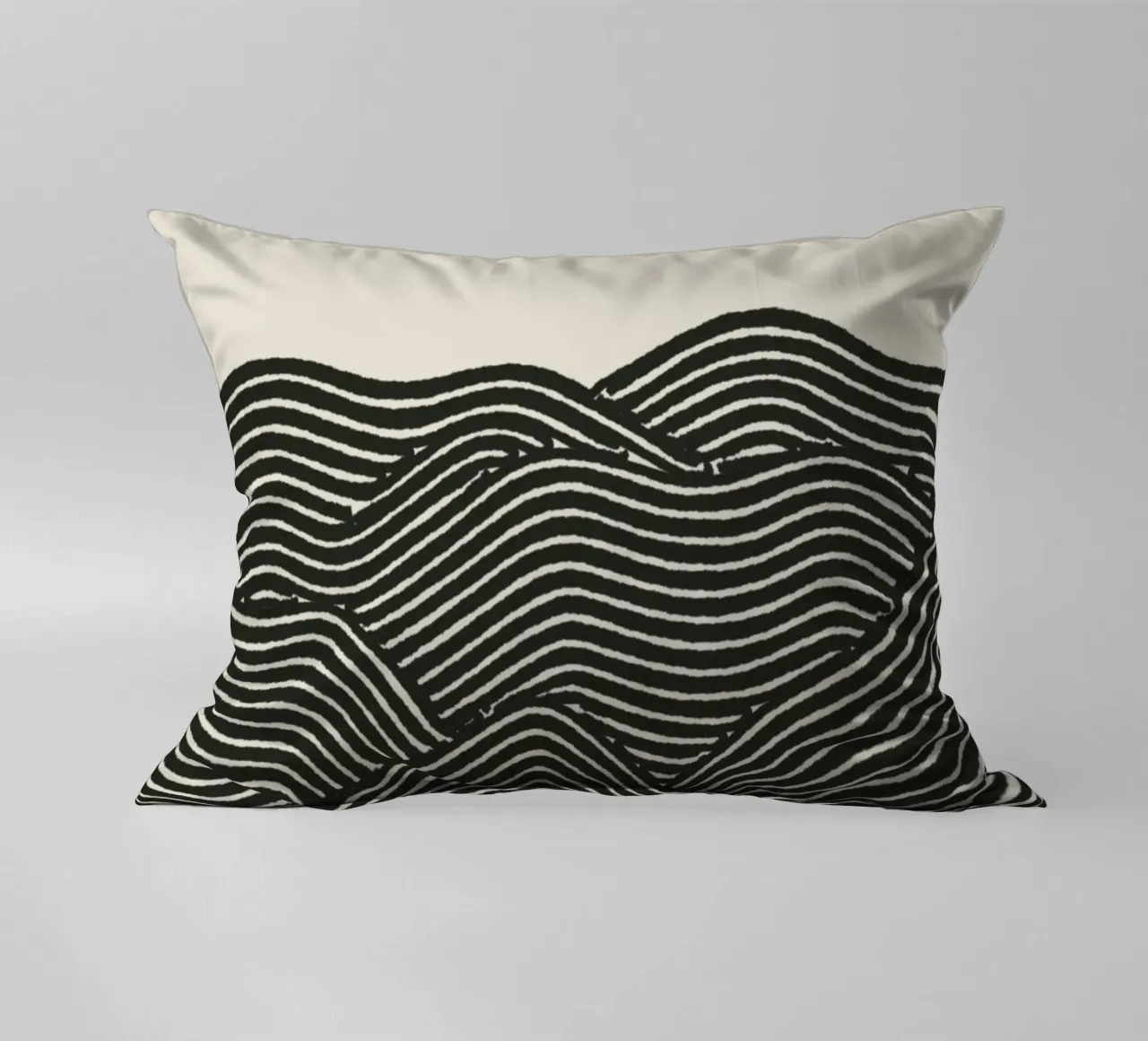 Line Art Mountains with Sun – Modernes Wandbild decorative cushion by KUNSTstück