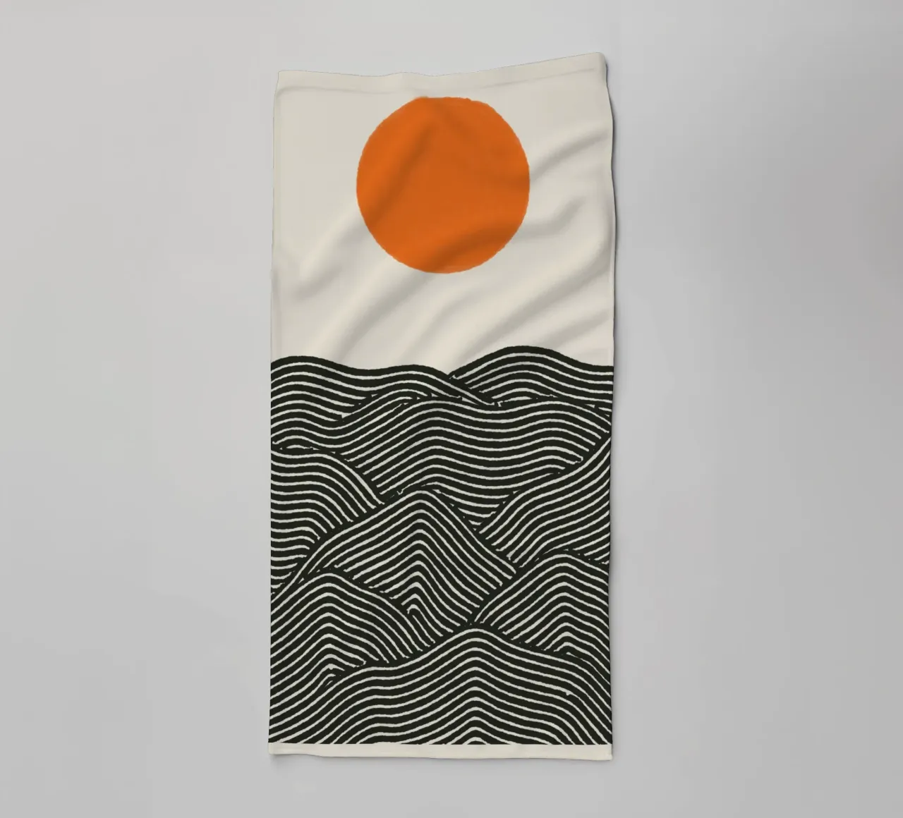 Line Art Mountains with Sun – Modernes Wandbild towel by KUNSTstück