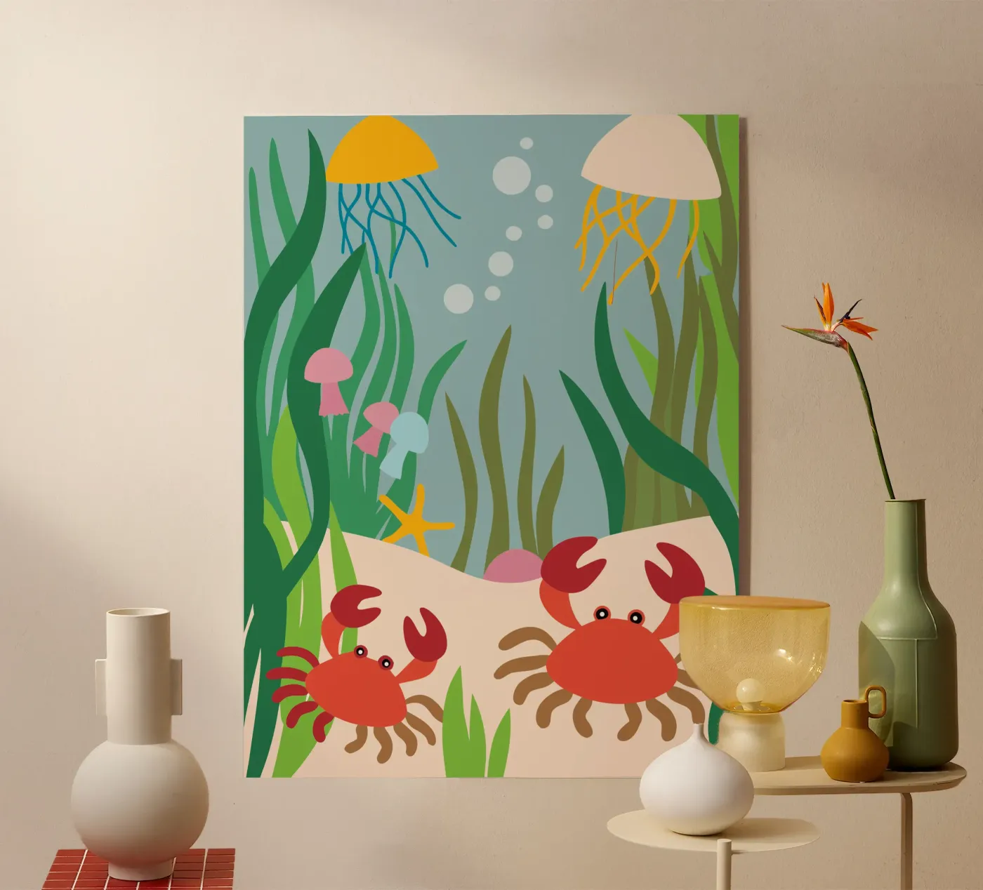 Crab and Jellyfish acryl van CUTE ANIMALS