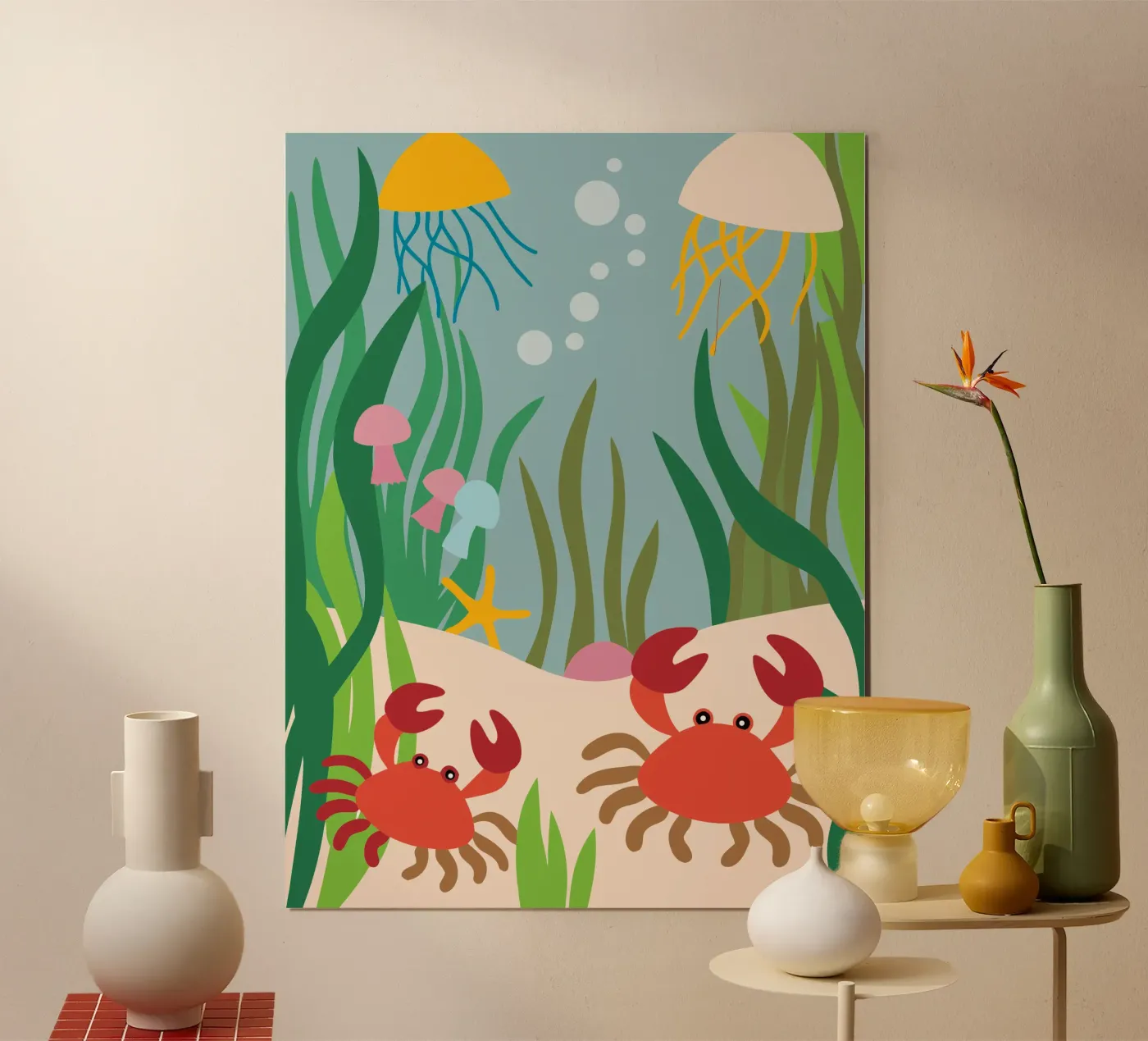 Krab en kwal poster van CUTE ANIMALS