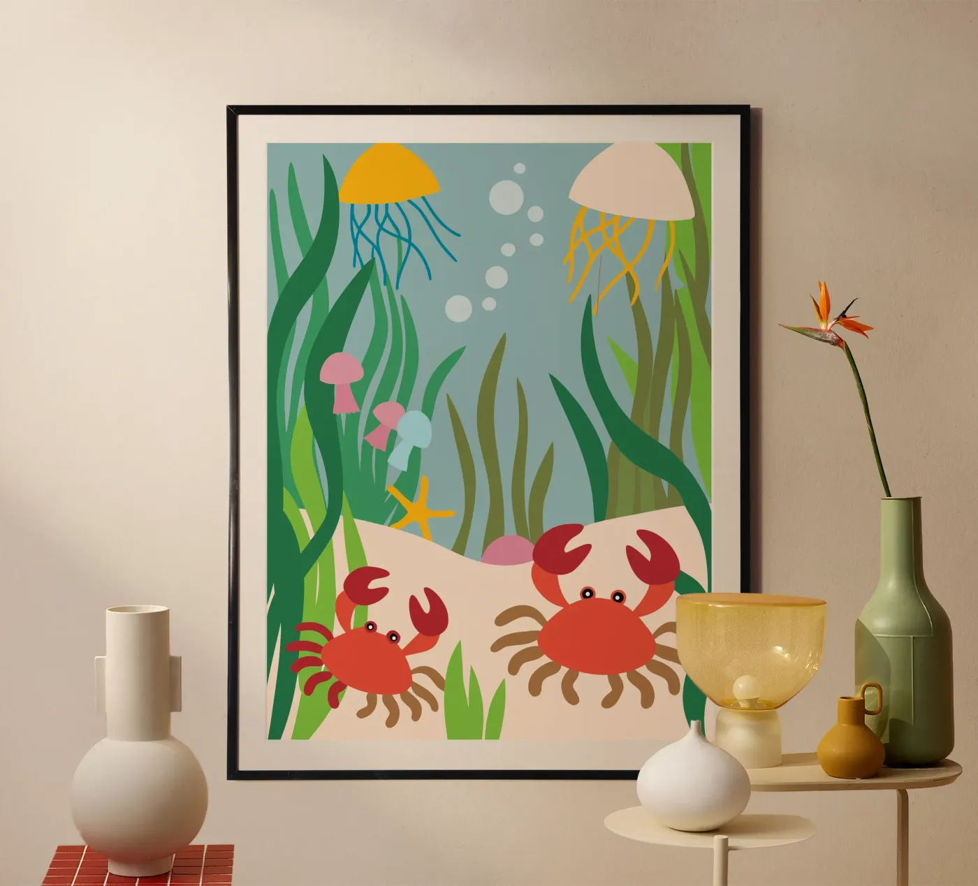 Krab en kwal poster van CUTE ANIMALS