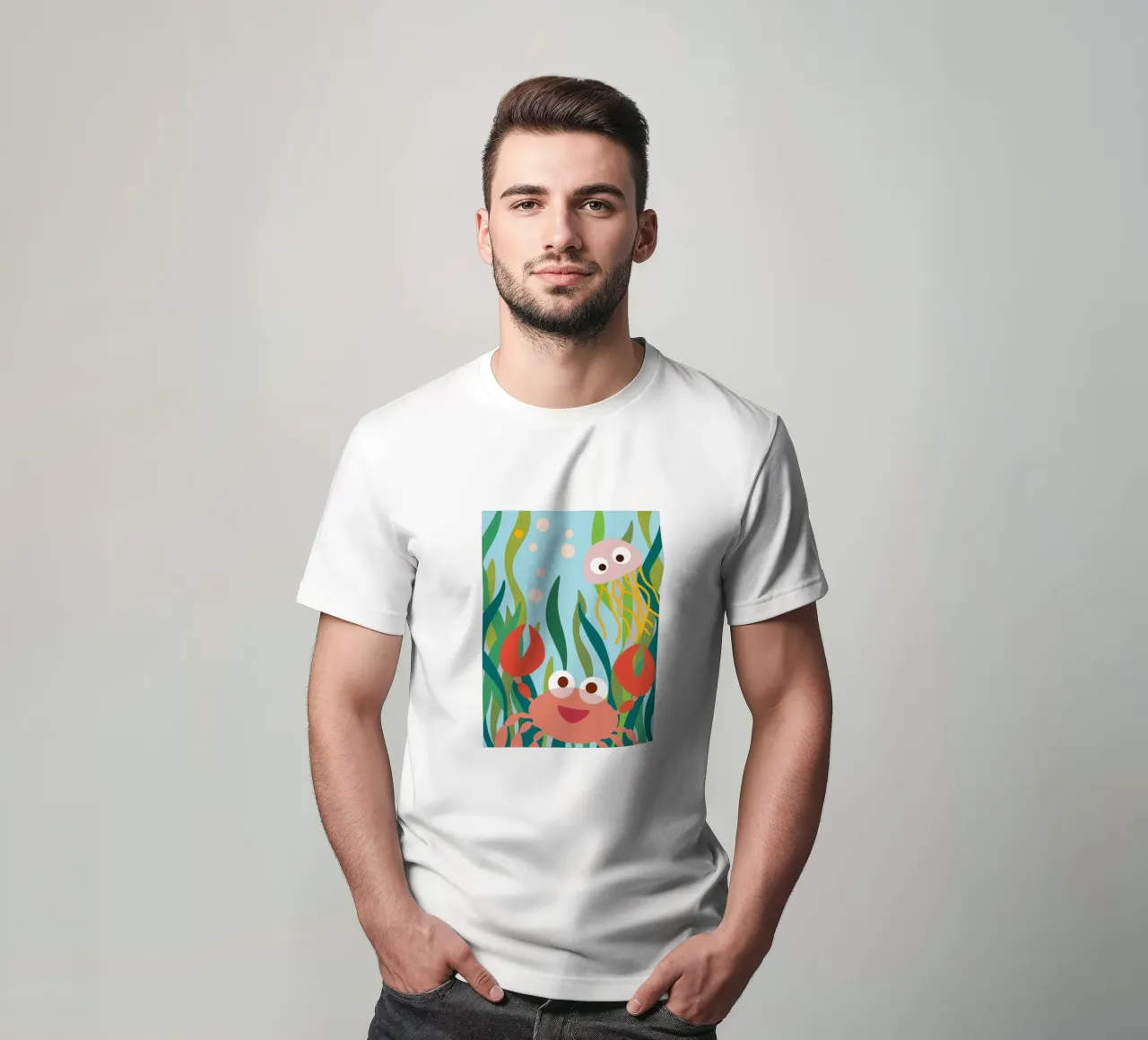 Granchio e medusa t-shirt da CUTE ANIMALS
