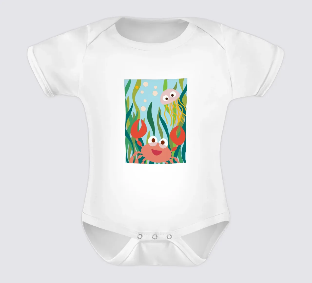 Granchio e medusa body neonato maniche corte da CUTE ANIMALS