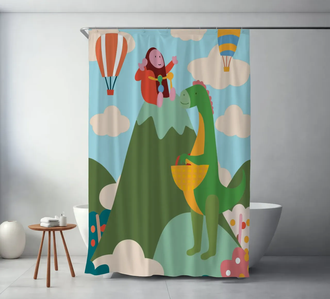 Dinosaurios y Kingkong cortina de baño de CUTE ANIMALS