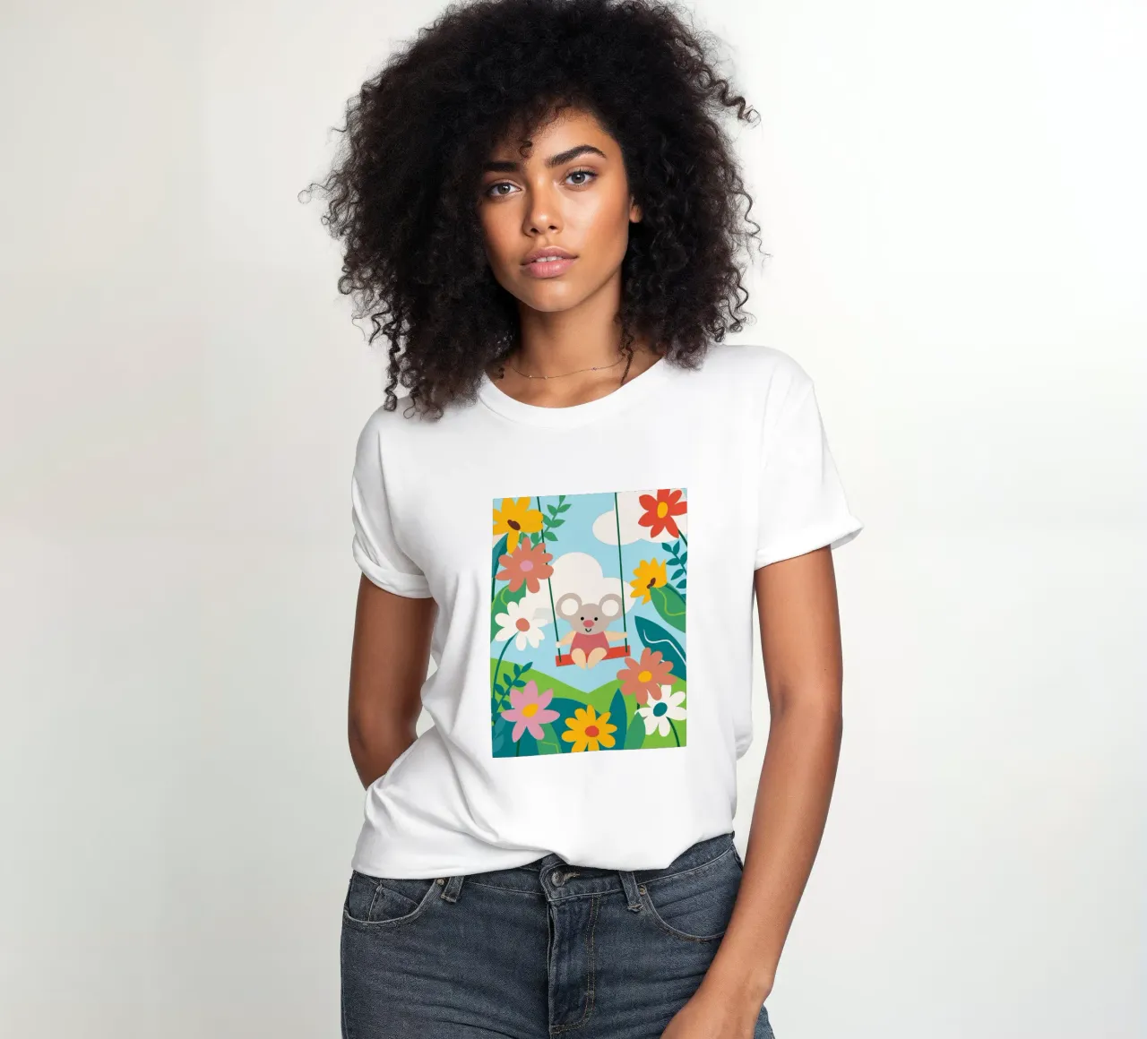 Koalas et fleurs t-shirt ajusté pour femmes de CUTE ANIMALS