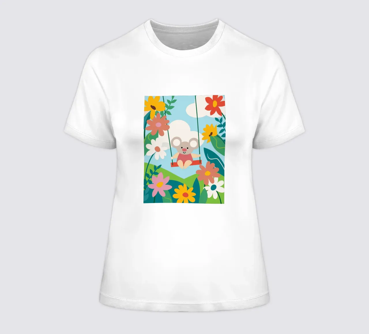 Koalas et fleurs t-shirt ajusté pour femmes de CUTE ANIMALS