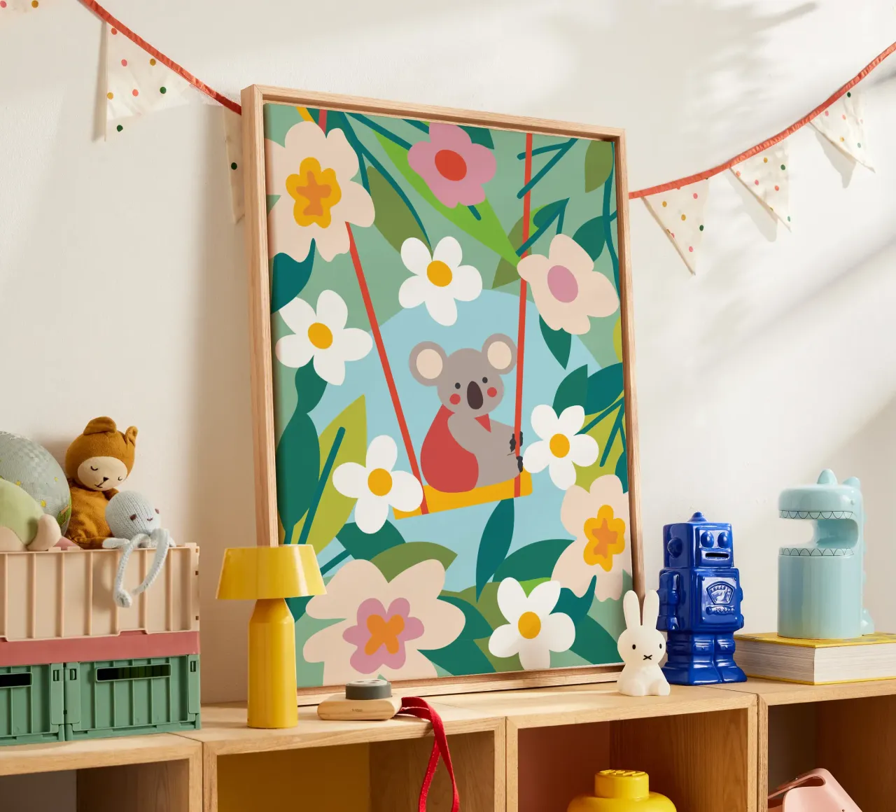Koala e fiori tela con Cornice a cassetta da CUTE ANIMALS