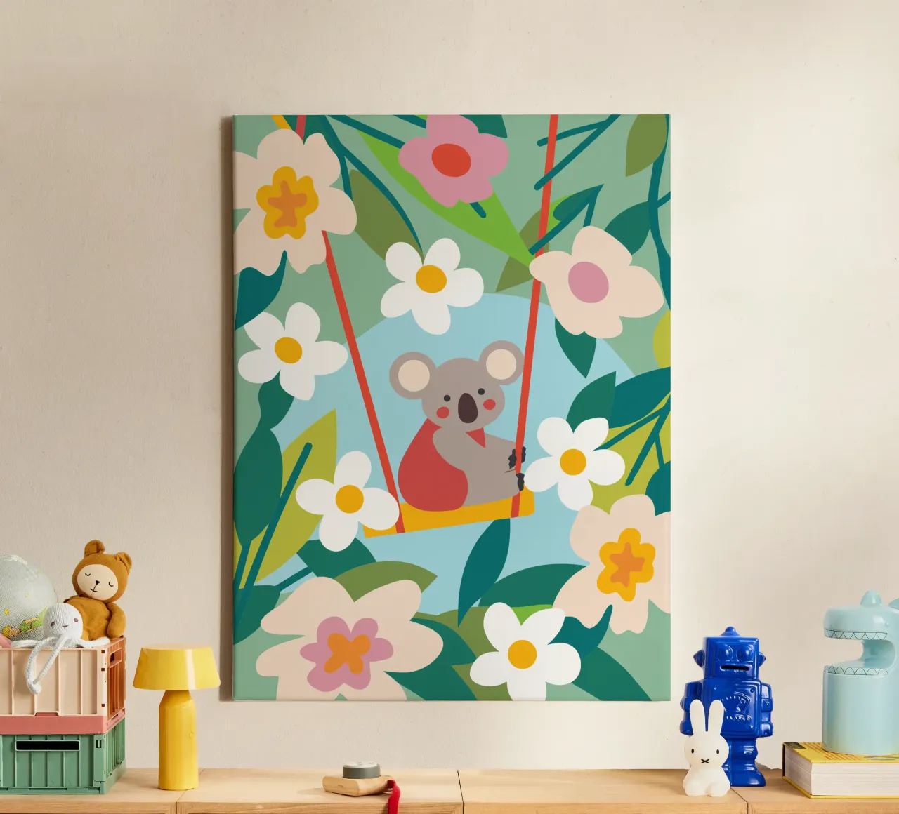 Koala e fiori tela con Cornice a cassetta da CUTE ANIMALS