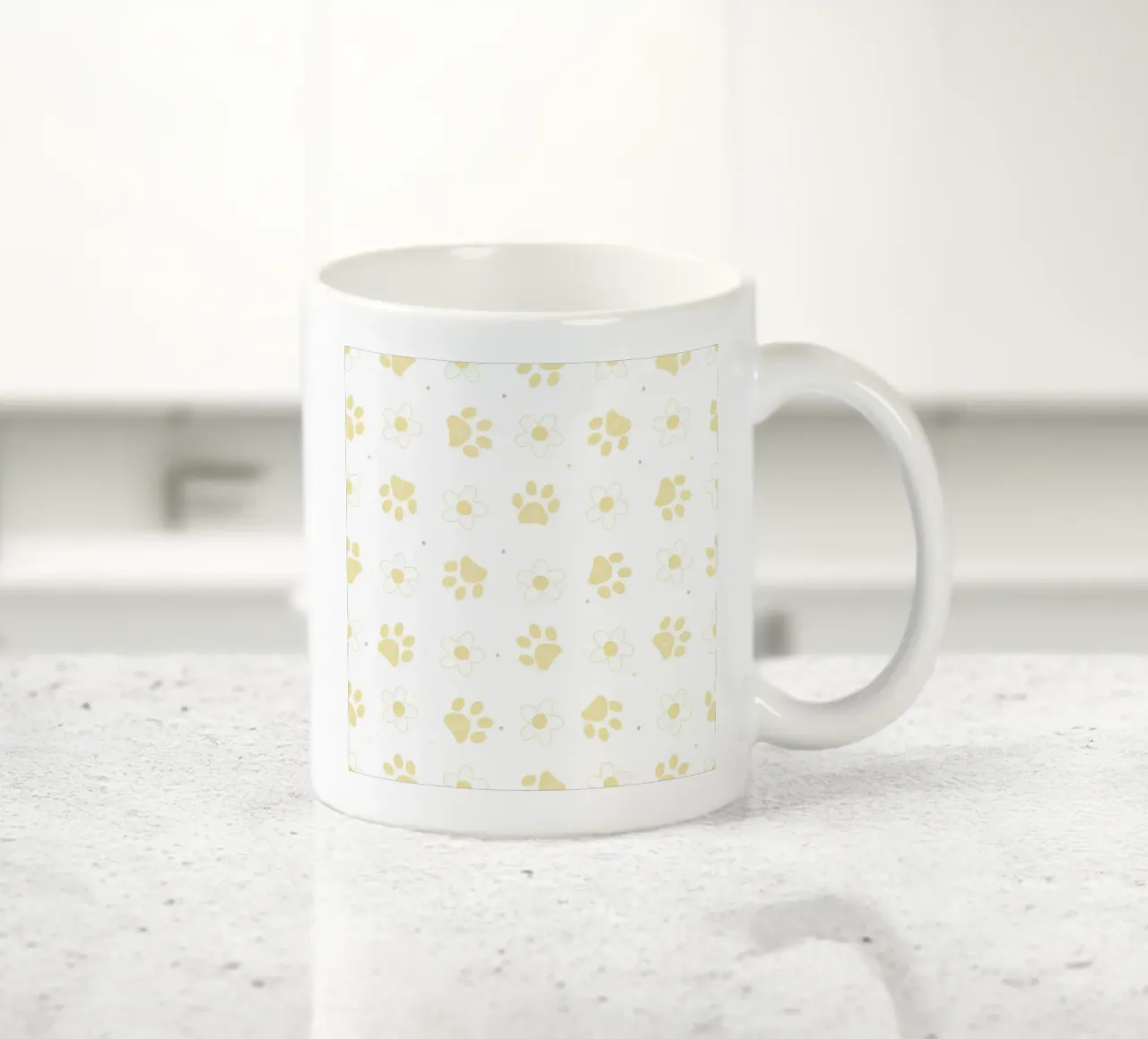 Margherite e impronte di zampe con stelle tazza in ceramica da gulsengunel