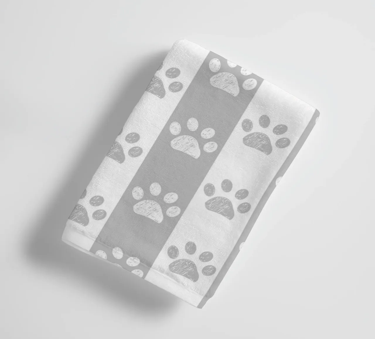 Grey and white stripe pattern with doodle paw print towel by gulsengunel
