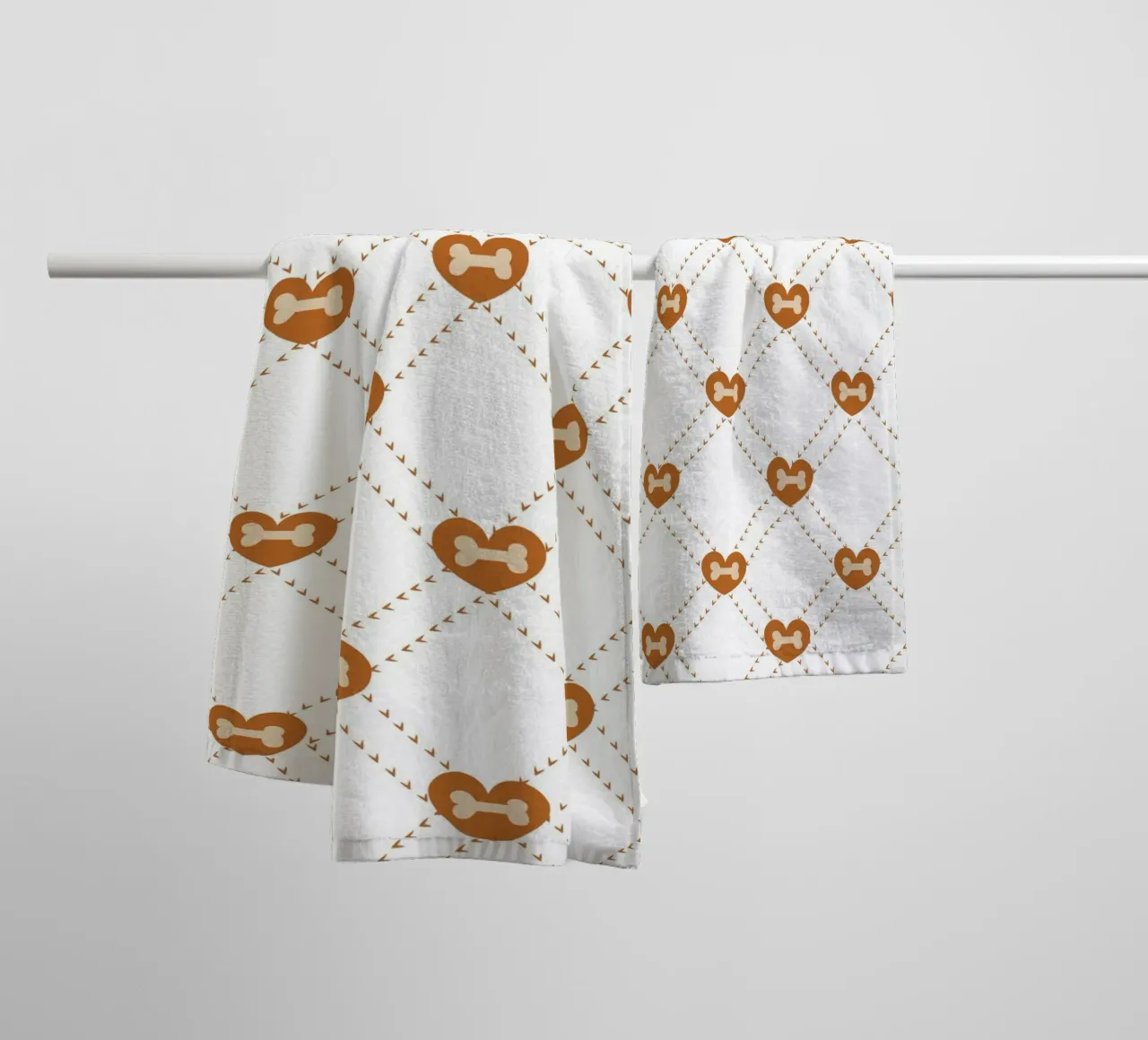 Plaid with bones and hearts pattern towel by gulsengunel