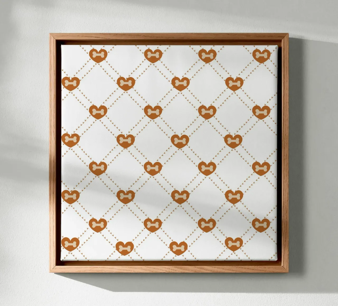 Plaid with bones and hearts pattern canvas with Floater frame by gulsengunel