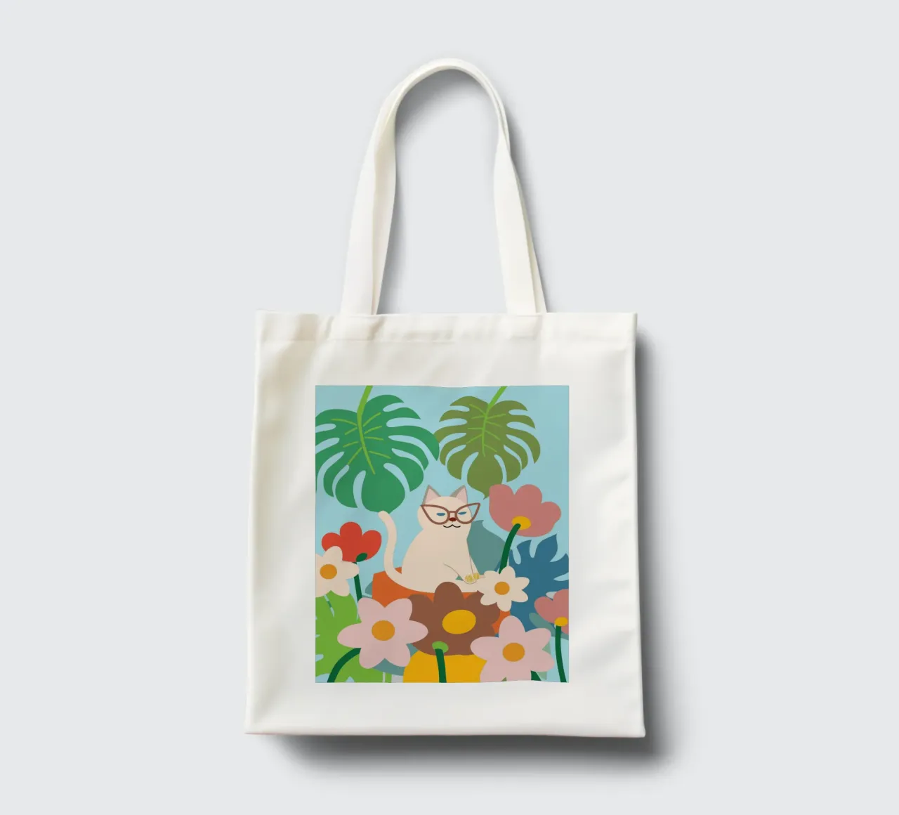 Gatti e fiori borsa in juta da CUTE ANIMALS