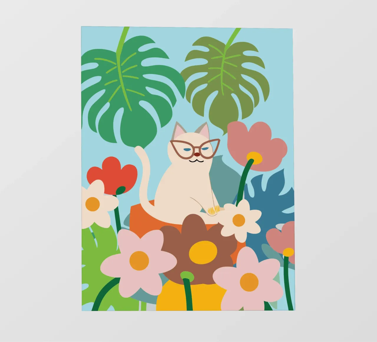 Gatti e fiori telo in pvc da CUTE ANIMALS