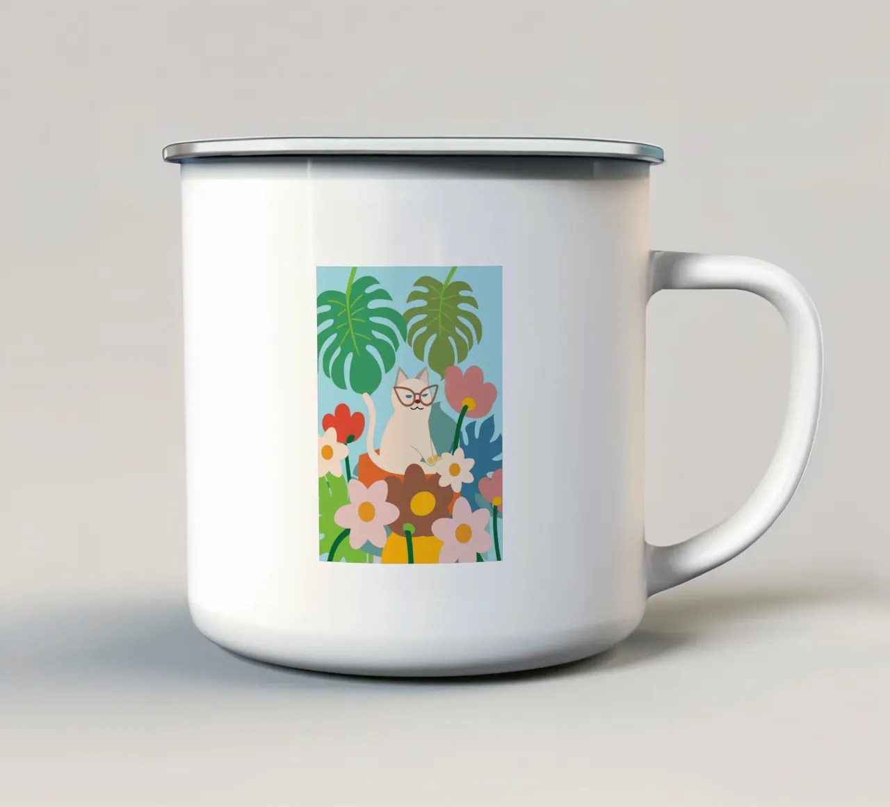 Gatti e fiori tazza in smalto da CUTE ANIMALS
